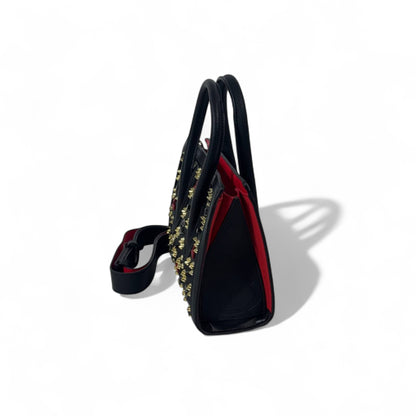Christian Louboutin Mini Cabata Tote – Black with Gold Studs & Red Interior 🔥🖤