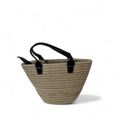 Celine Triomphe Raffia Mini Basket Bag – Black Leather Trim & Signature Logo 🖤