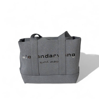 Alexander Wang Glitter Ribbed Tote – Large Grey Sparkle Edition