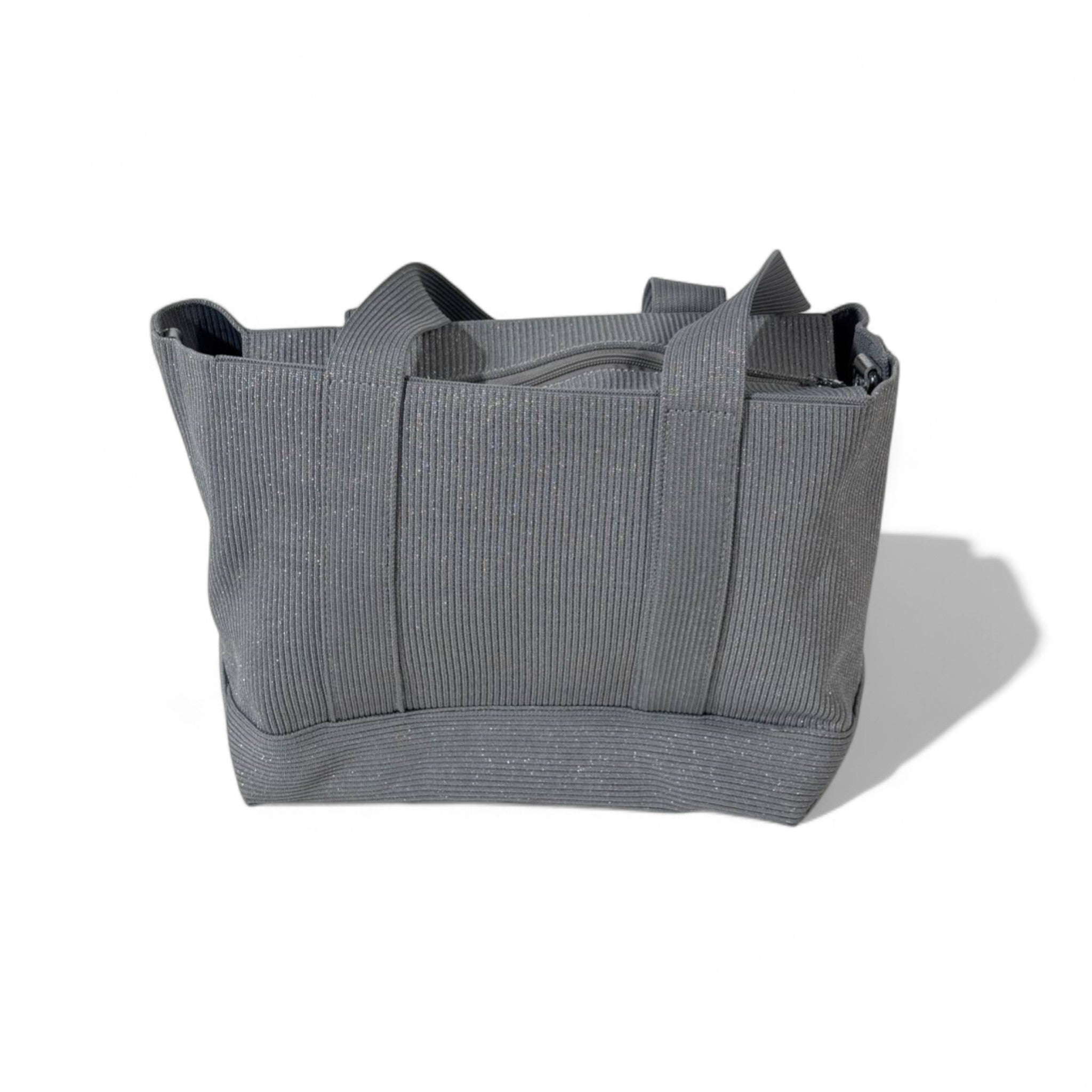 Alexander Wang Glitter Ribbed Tote – Large Grey Sparkle Edition