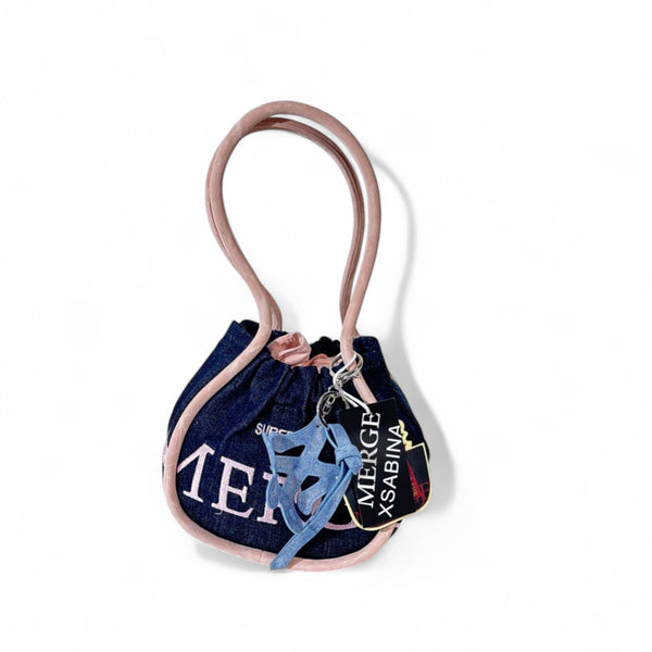 MERGE x SABINA Mini Tote – Super Sun Denim with Pink Trim