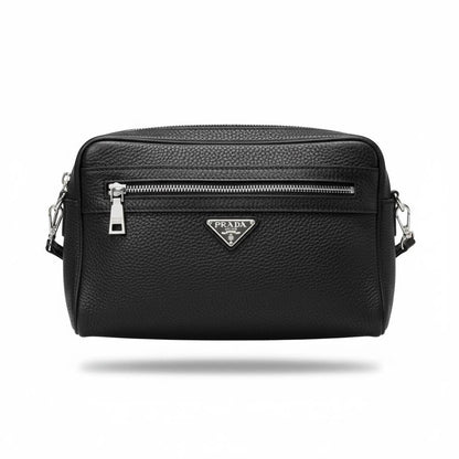 Prada Black Leather Toiletry Bag 🖤✨ | Luxury Travel Wash Pouch