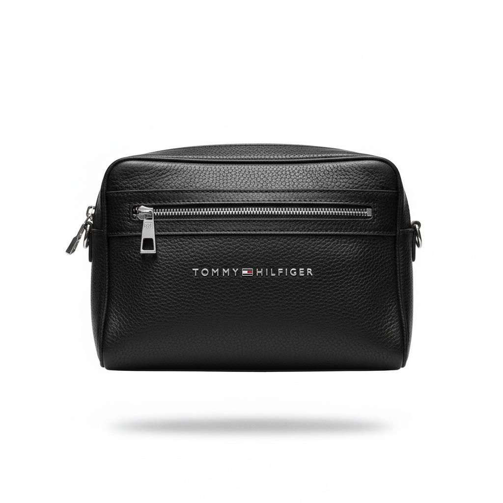 Tommy Hilfiger Black Leather Toiletry Bag 🖤✨