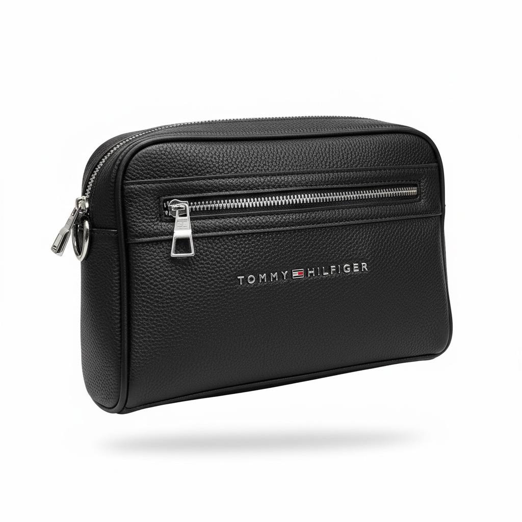 Tommy Hilfiger Black Leather Toiletry Bag 🖤✨