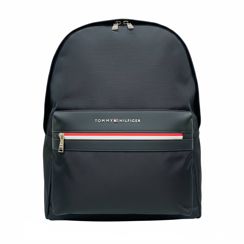 Tommy Hilfiger Black Logo Backpack 🖤🎒 | Everyday Essential Travel & School Bag
