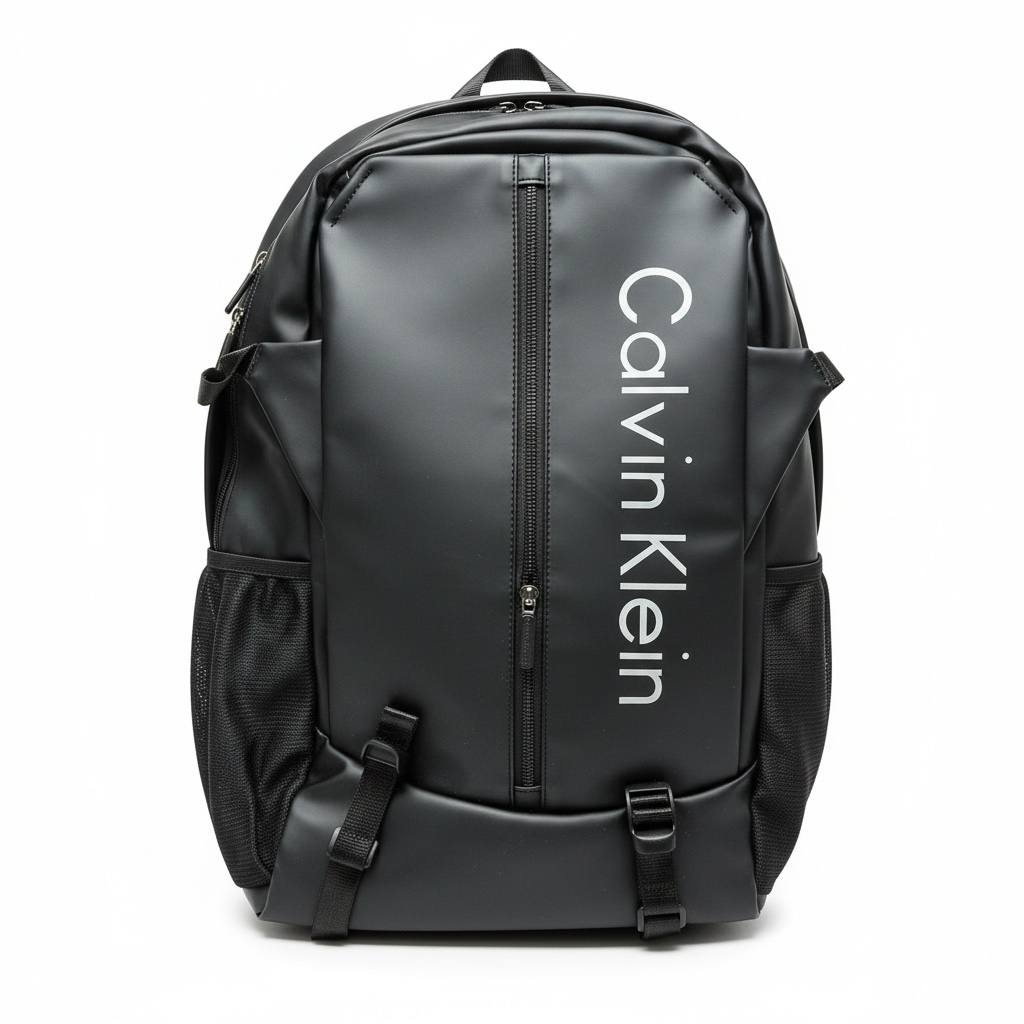 Calvin Klein Black Vertical Logo Backpack 🖤🎒 | Modern Sport Travel & Laptop Bag