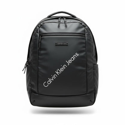 Calvin Klein Jeans Black Diagonal Logo Backpack 🖤🎒 | Modern Everyday Travel & Laptop Bag