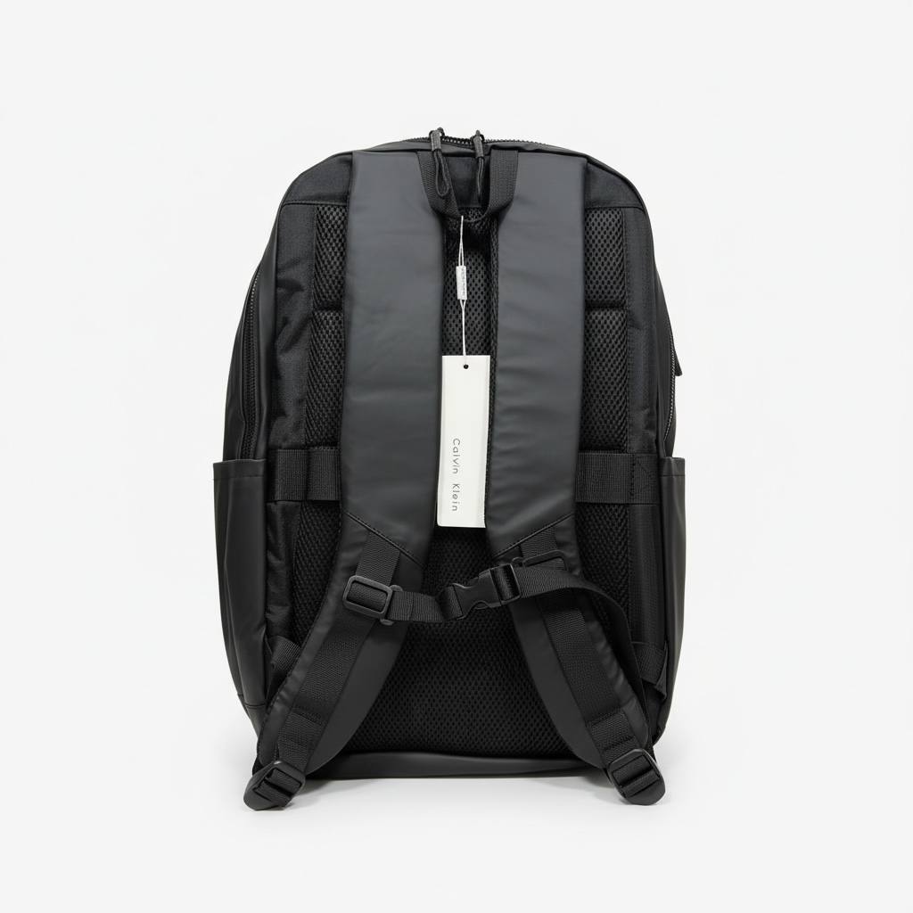 Calvin Klein Jeans Black Diagonal Logo Backpack 🖤🎒 | Modern Everyday Travel & Laptop Bag