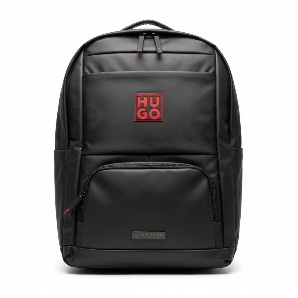 HUGO Black Backpack with Red Logo 🔴 | Modern Urban Everyday Bag