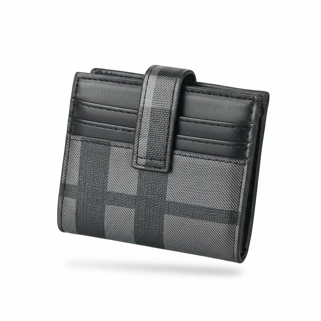 BURBERRY Black Check Slim Card Holder Wallet 🖤 | Classic Designer Mini Wallet