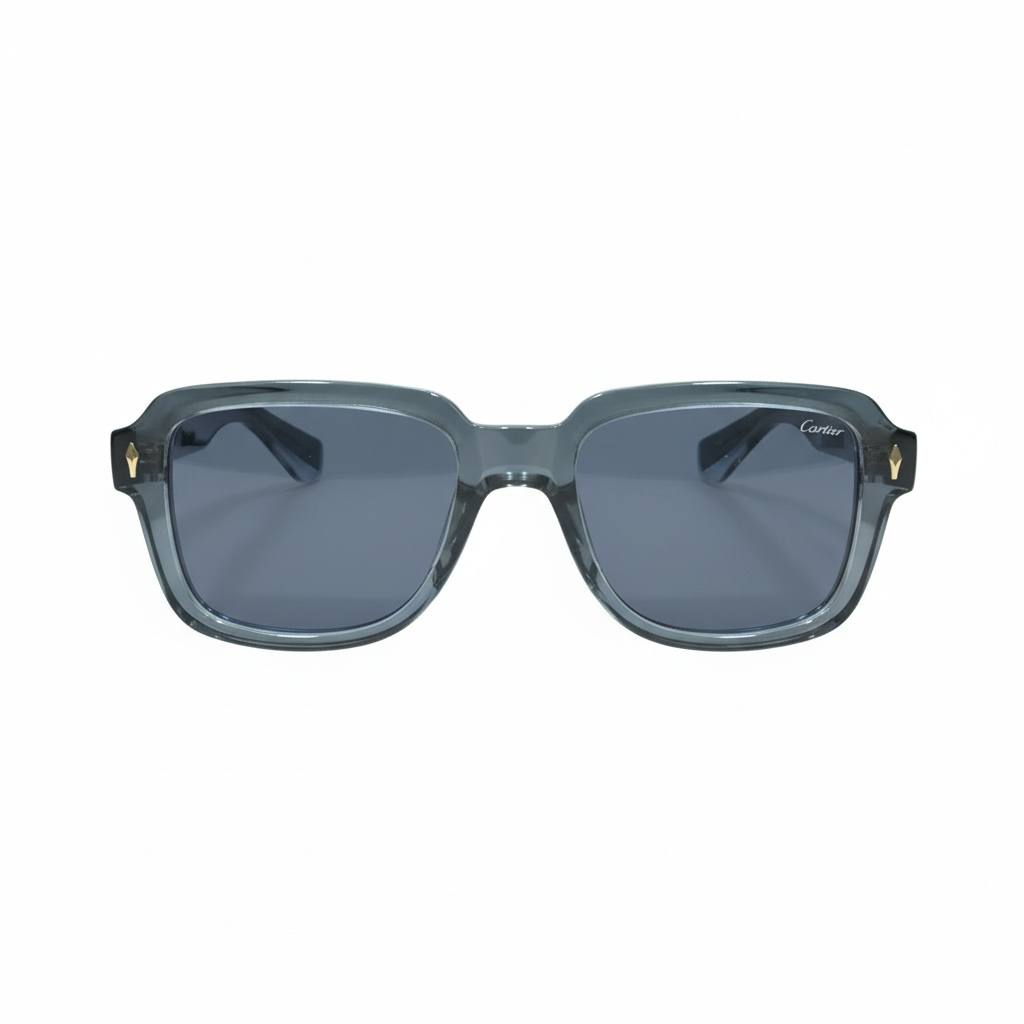 CARTIER Transparent Grey Sunglasses 🔥 | Modern Frame with Blue Lenses