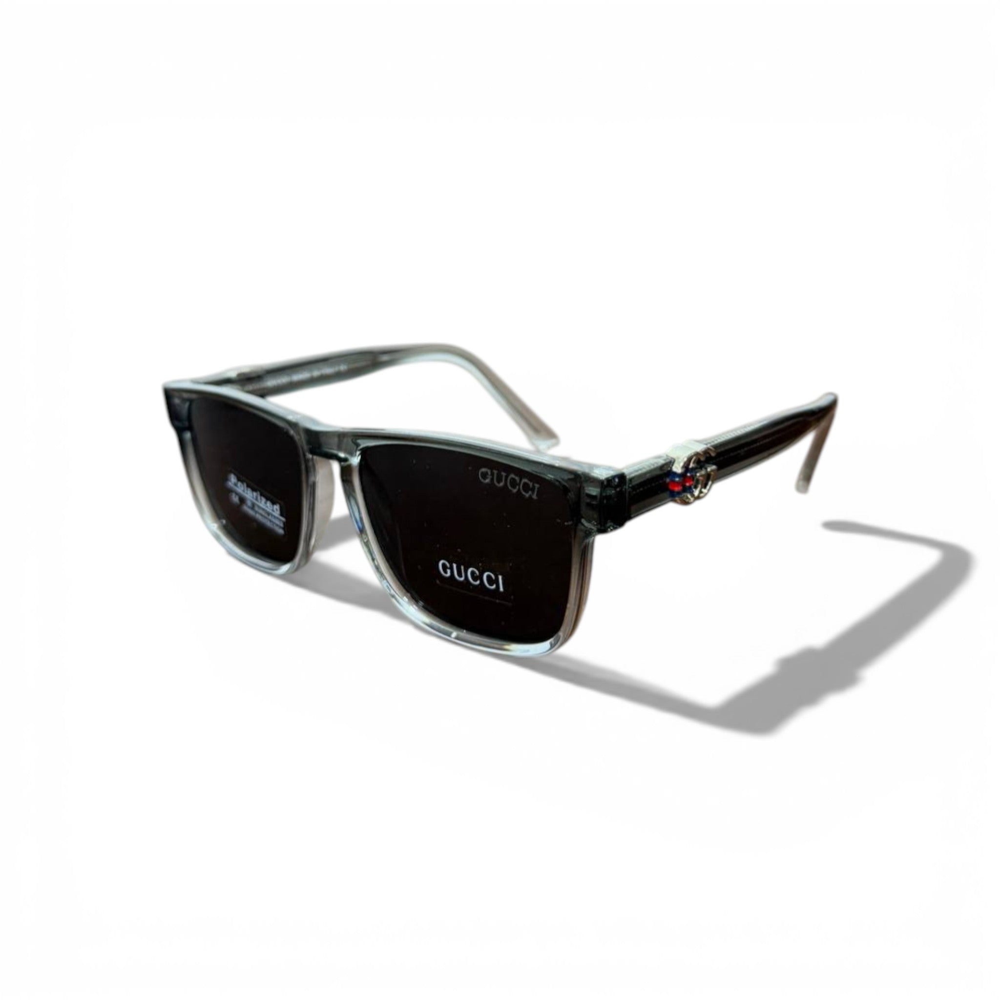 Gucci Transparent Black Square Sunglasses 🕶️ | GG Logo Temple Detail