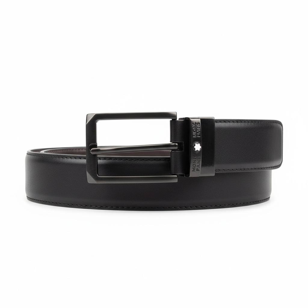 Montblanc Reversible Leather Belt – Black Luxury Essential 🖤✨ (125cm)