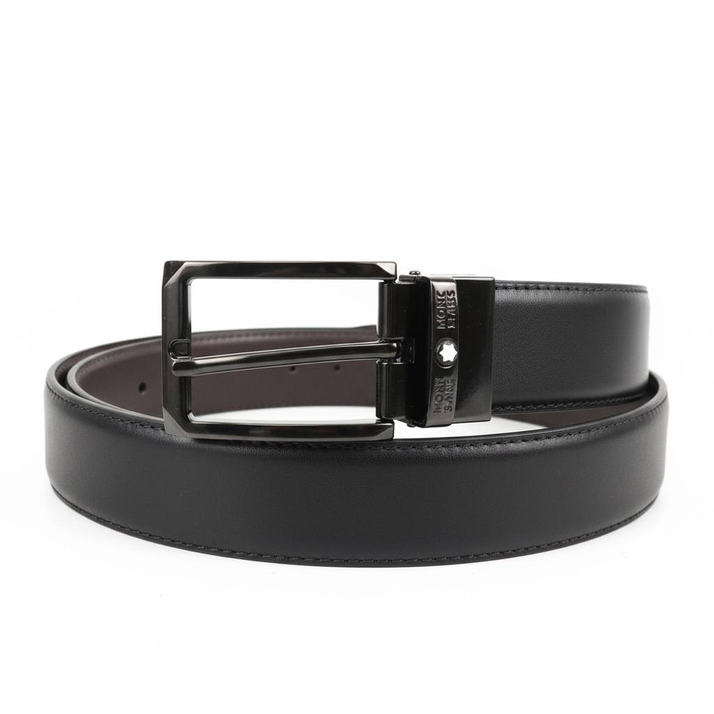 Montblanc Reversible Leather Belt – Black Luxury Essential 🖤✨ (125cm)