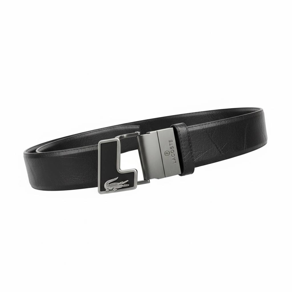 Lacoste Reversible Leather Belt – Signature Crocodile Detail 🖤✨ (125cm)