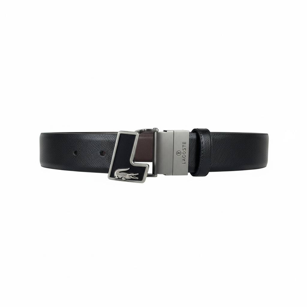 Lacoste Reversible Leather Belt – Signature Crocodile Detail 🖤✨ (125cm)