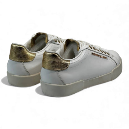 ✨ Dolce & Gabbana White Gold Accent Sneakers – Luxury in Every Step 👟