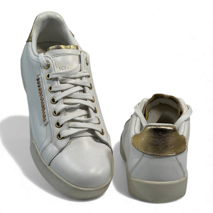 ✨ Dolce & Gabbana White Gold Accent Sneakers – Luxury in Every Step 👟