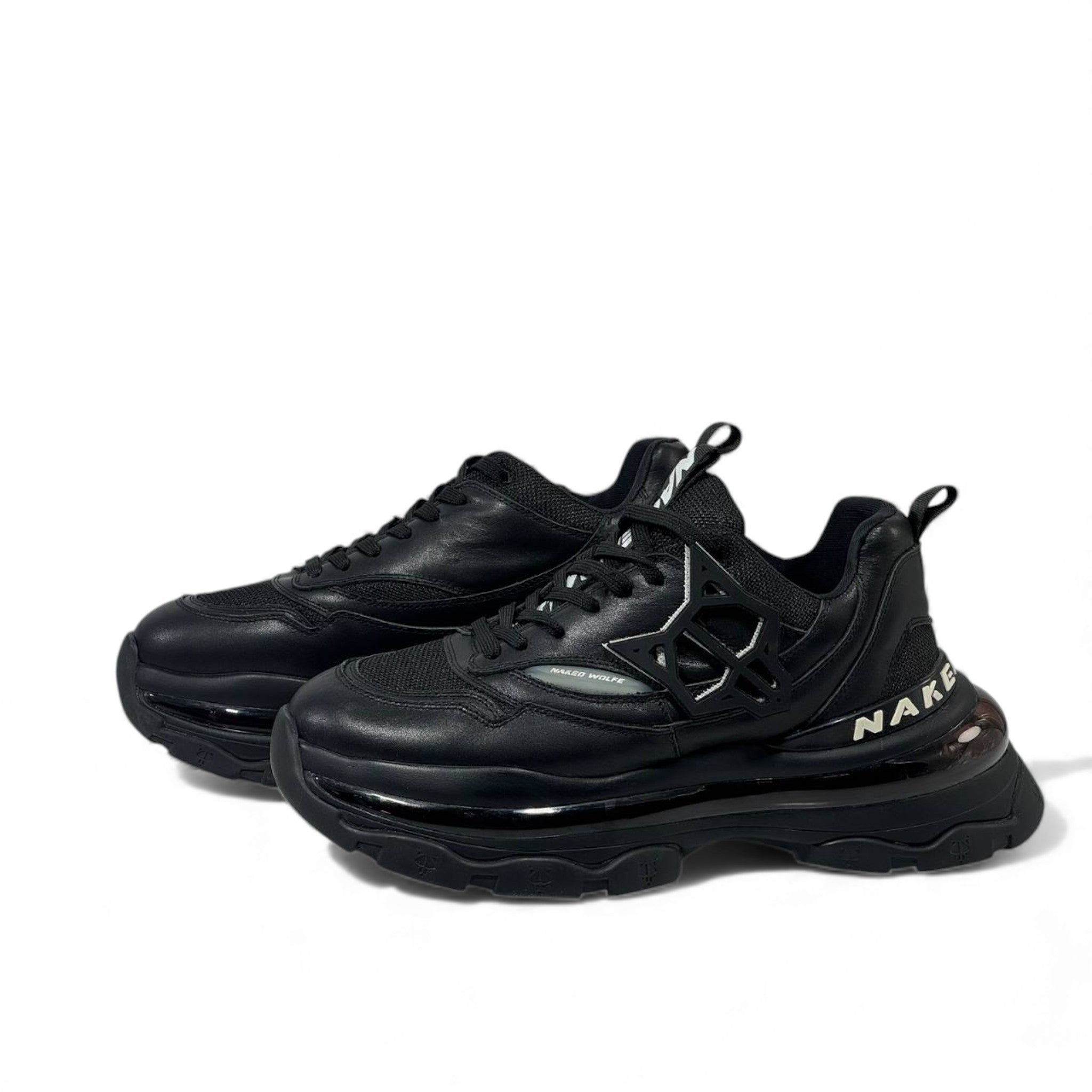 ⚡ Naked Wolfe All-Black Chunky Sneakers – Bold Power Street Luxe 👟