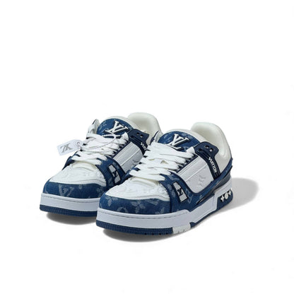 💙 Louis Vuitton LV Trainer Denim Blue Sneakers – Where Luxury Meets Street Spirit 👟