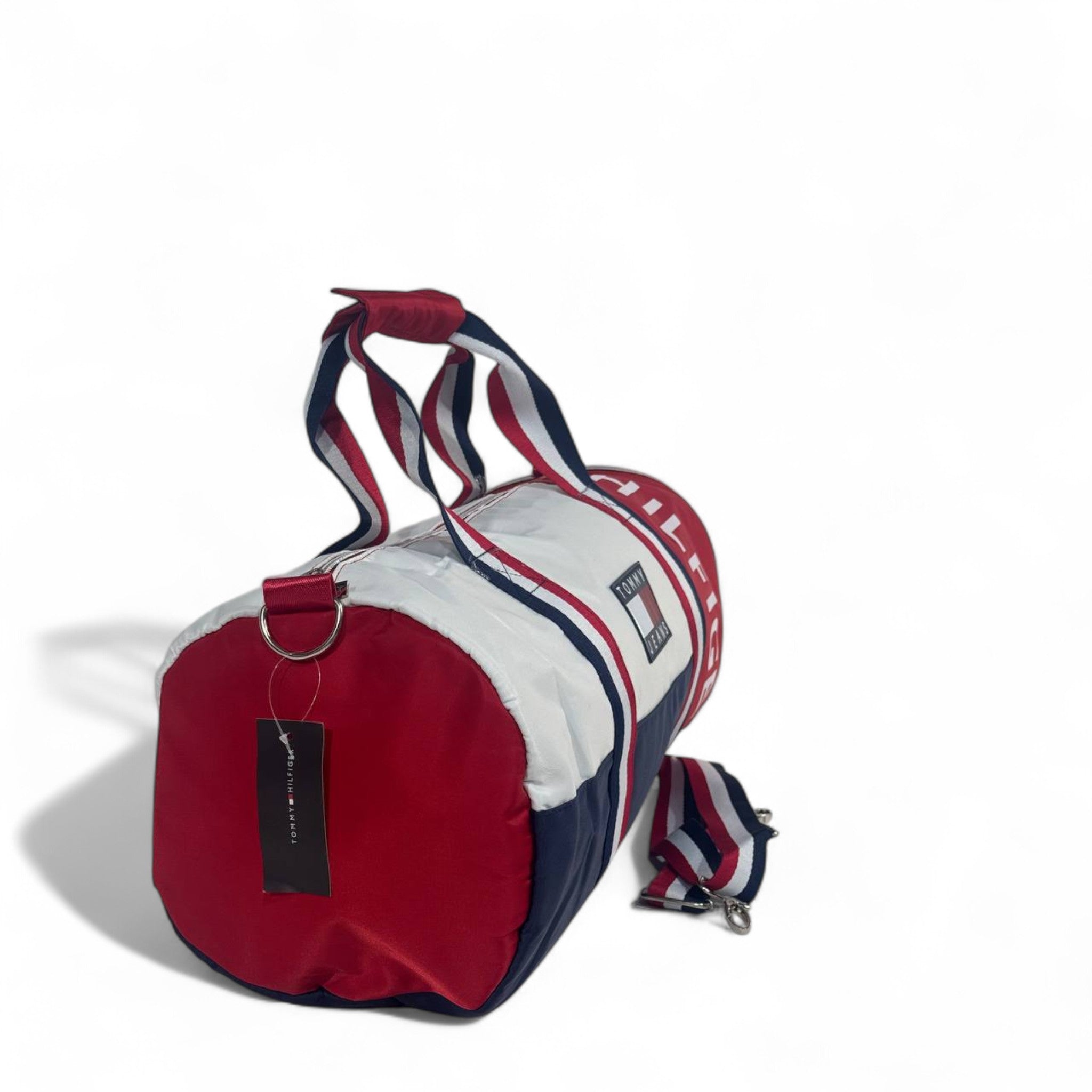 Tommy Jeans Retro Duffel Bag – Red, Navy & White 🇺🇸🧳 (Adjustable Strap)