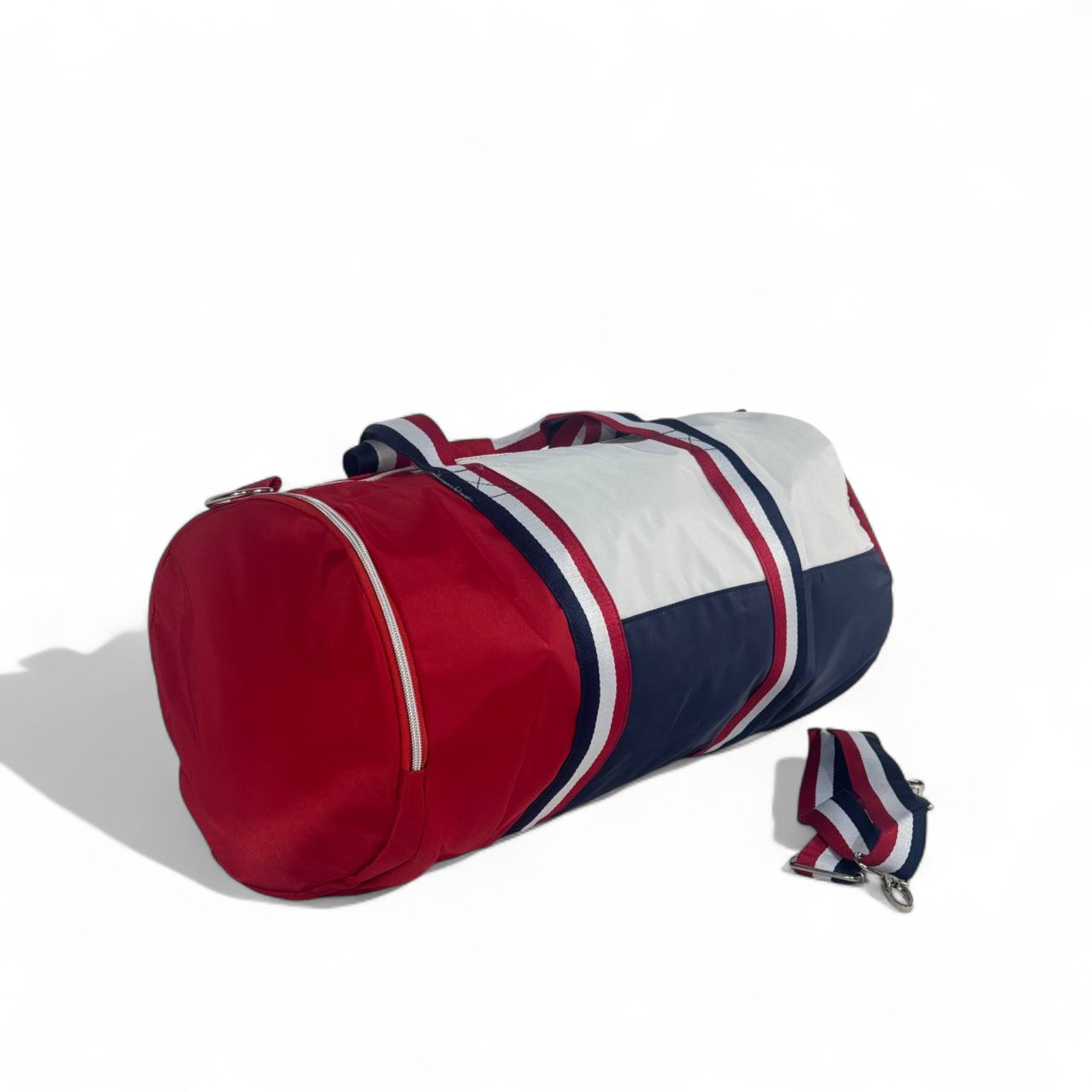 Tommy Jeans Retro Duffel Bag – Red, Navy & White 🇺🇸🧳 (Adjustable Strap)