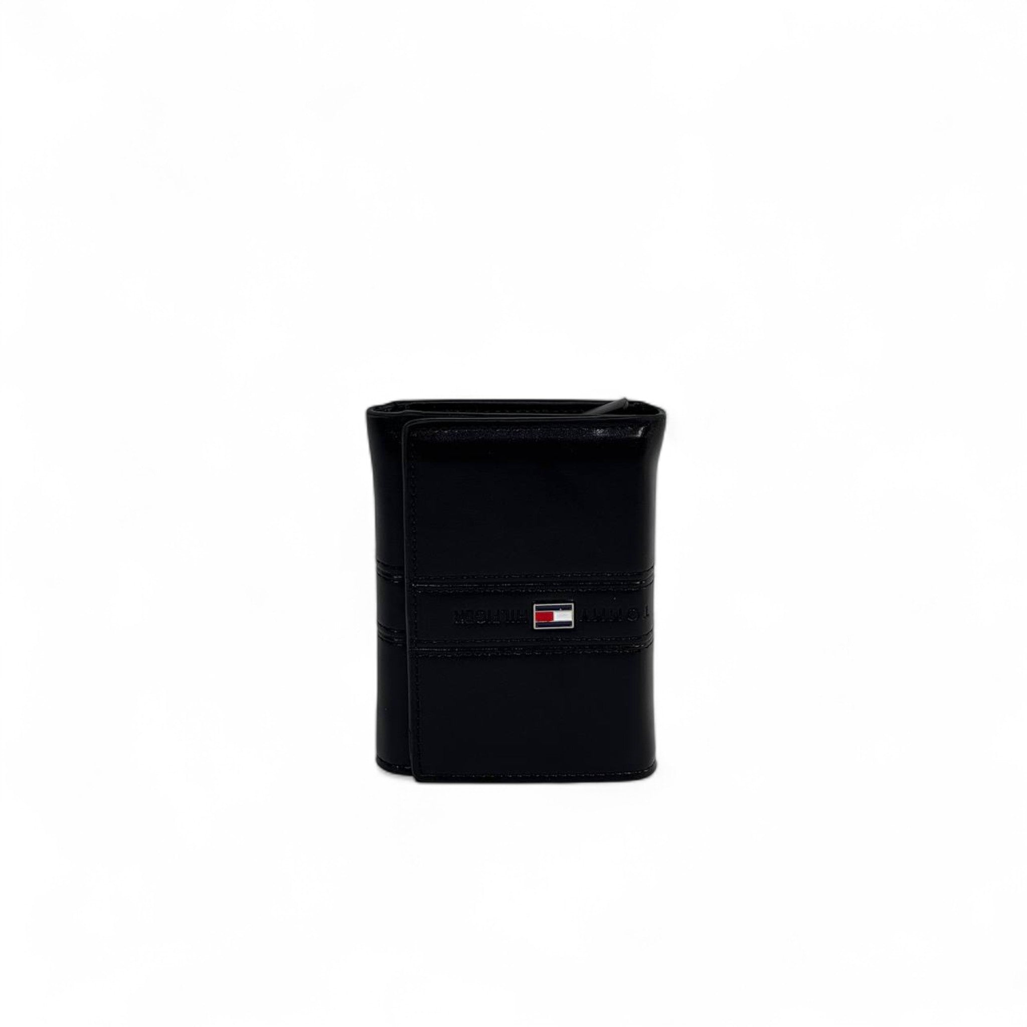 Tommy Hilfiger Black Leather Trifold Wallet – Sleek & Compact 🖤👔