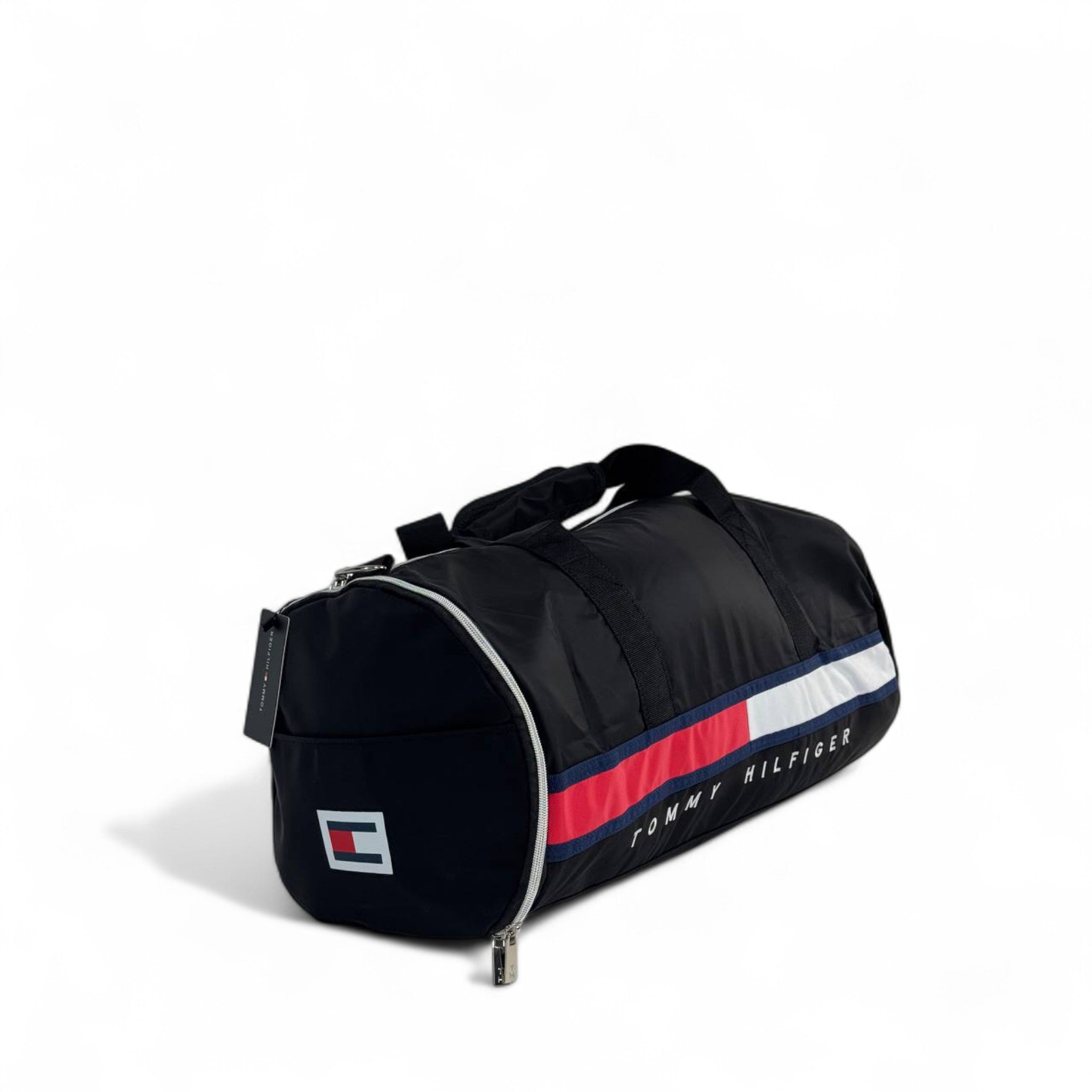 Tommy Hilfiger Black Duffel Bag – Classic Stripe Logo 🧳🔥