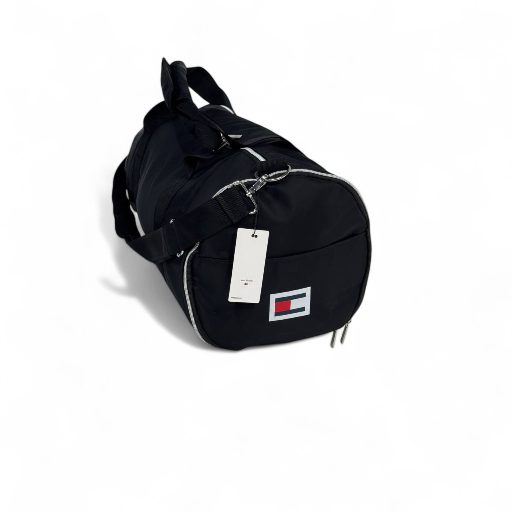 Tommy Hilfiger Black Duffel Bag – Classic Stripe Logo 🧳🔥