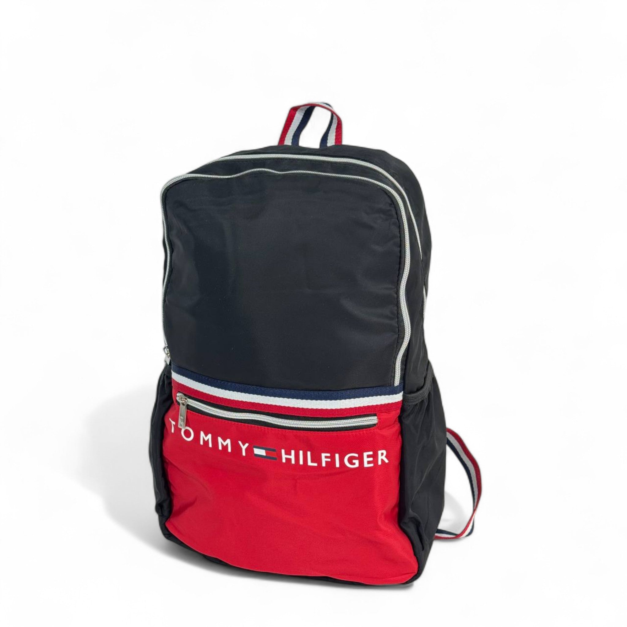 Tommy Hilfiger Red & Black Backpack – Signature Logo Stripe 🎒🔥