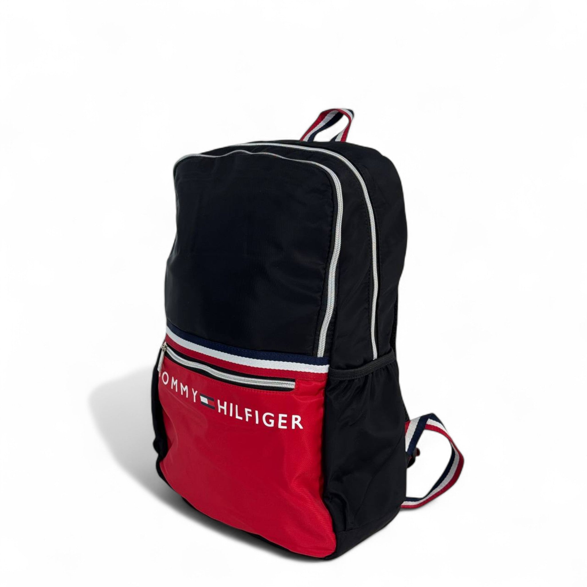 Tommy Hilfiger Red & Black Backpack – Signature Logo Stripe 🎒🔥