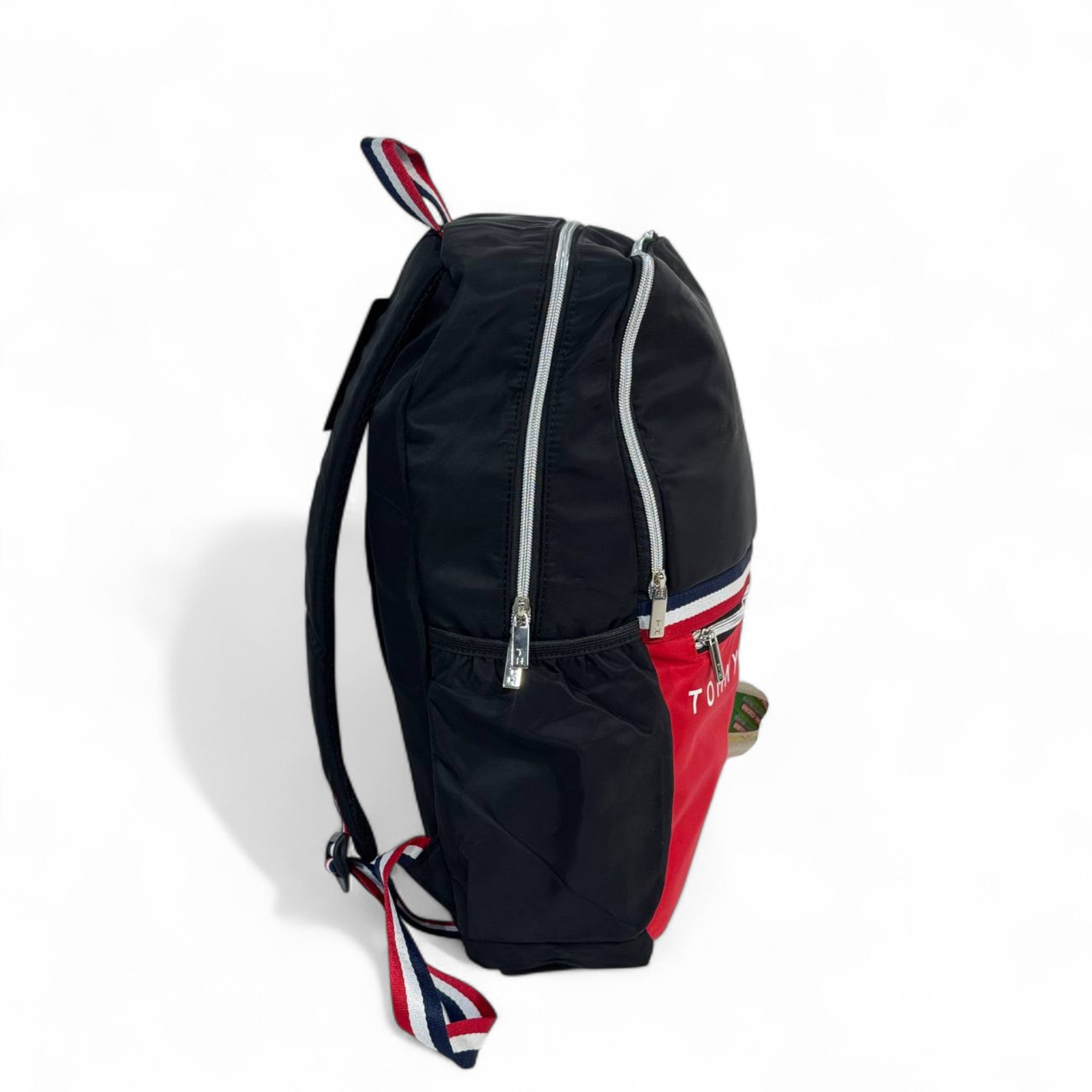 Tommy Hilfiger Red & Black Backpack – Signature Logo Stripe 🎒🔥