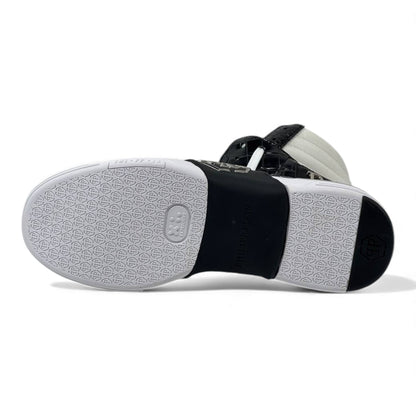 ⚫⚪ Philipp Plein “78” Croc-Embossed High-Top Sneakers – Monochrome Power 👟