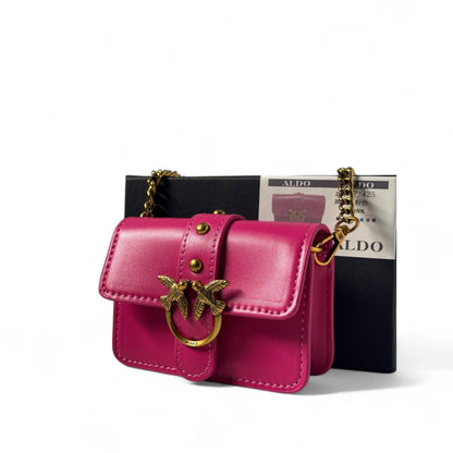 💖 Pinko Mini Love Bag in Hot Pink – Bee Emblem & Gold Chain Glam 🐝✨