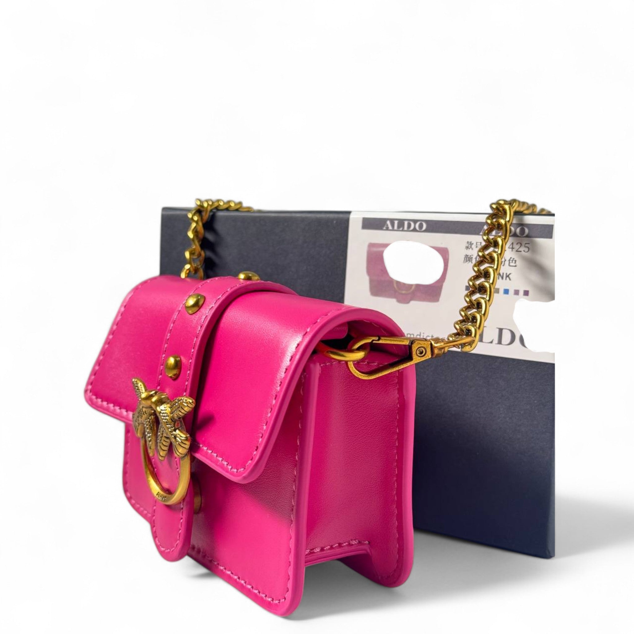 💖 Pinko Mini Love Bag in Hot Pink – Bee Emblem & Gold Chain Glam 🐝✨