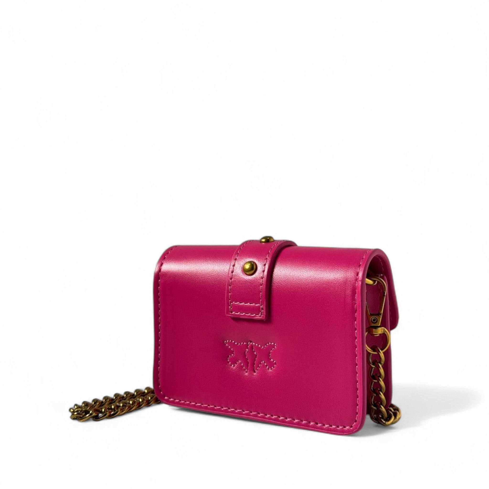 💖 Pinko Mini Love Bag in Hot Pink – Bee Emblem & Gold Chain Glam 🐝✨