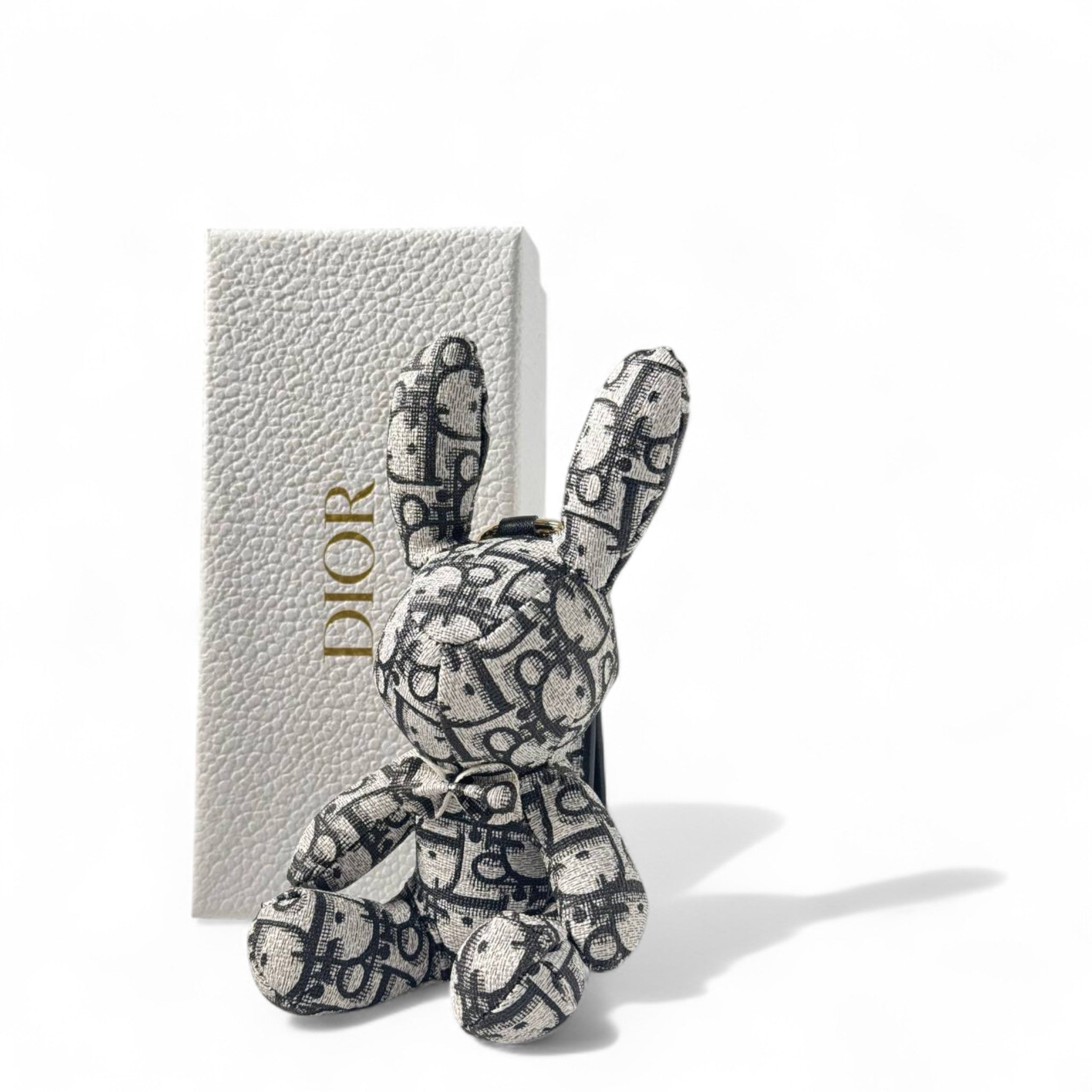 🐰 Dior-Inspired Bunny Keychain – Monogram Canvas Charm with Bow Tie ✨