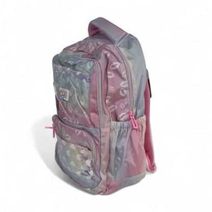 🎒 Momolly Kiss Me Glitter Backpack – Pastel Pink Ombre 💋✨