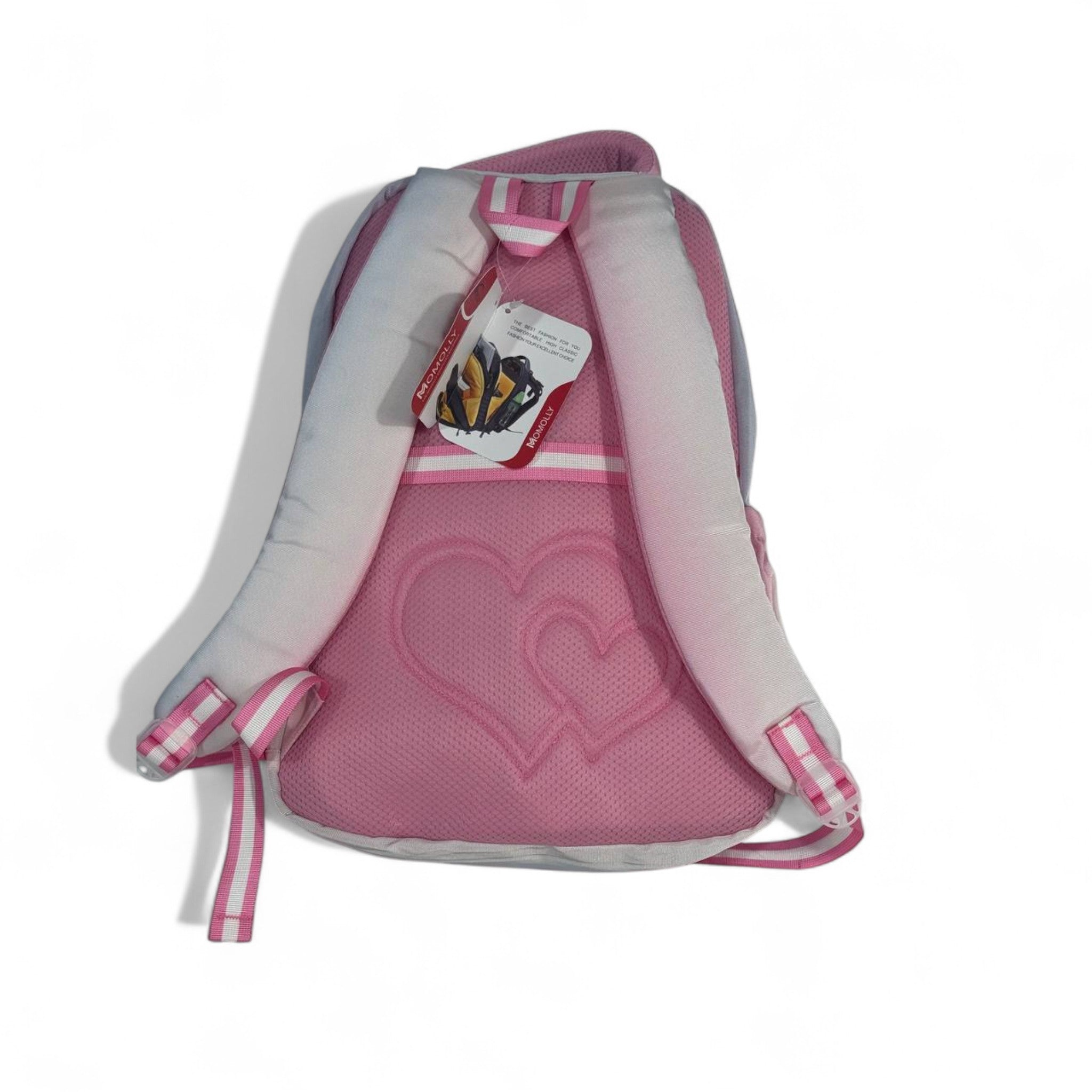 🎒 Momolly Kiss Me Glitter Backpack – Pastel Pink Ombre 💋✨