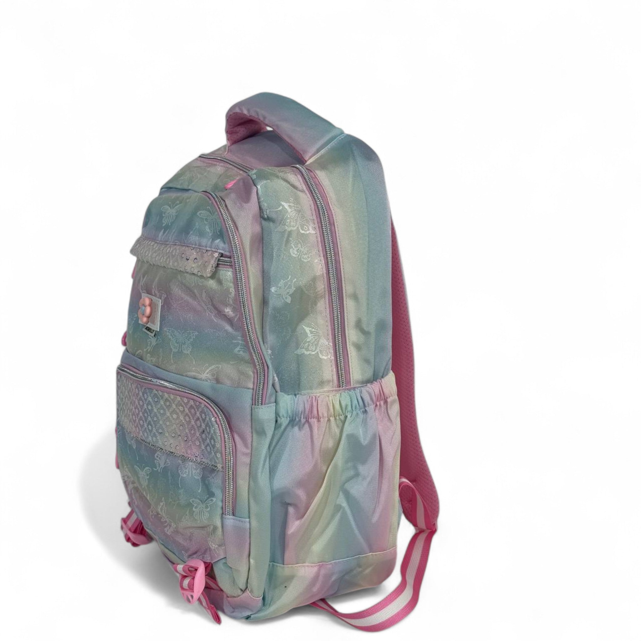 🎒 Momolly Butterfly Sparkle Backpack – Pastel Rainbow Shimmer 🌈🦋
