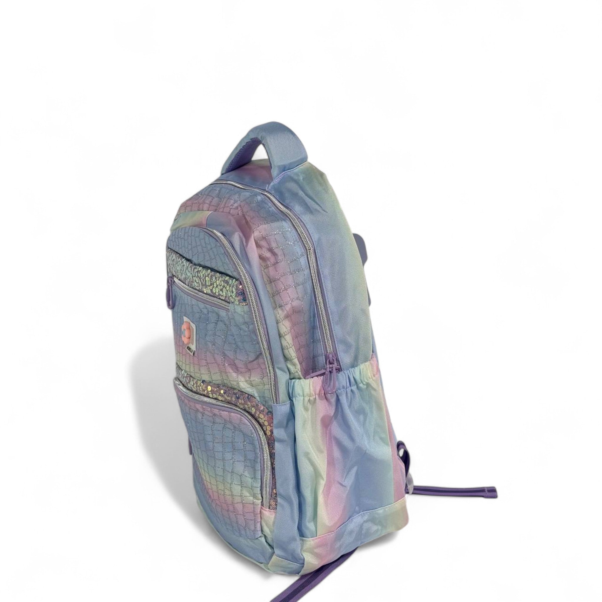 🎒 Momolly Sparkle Stripes Backpack – Pastel Rainbow Vibes 🌈✨