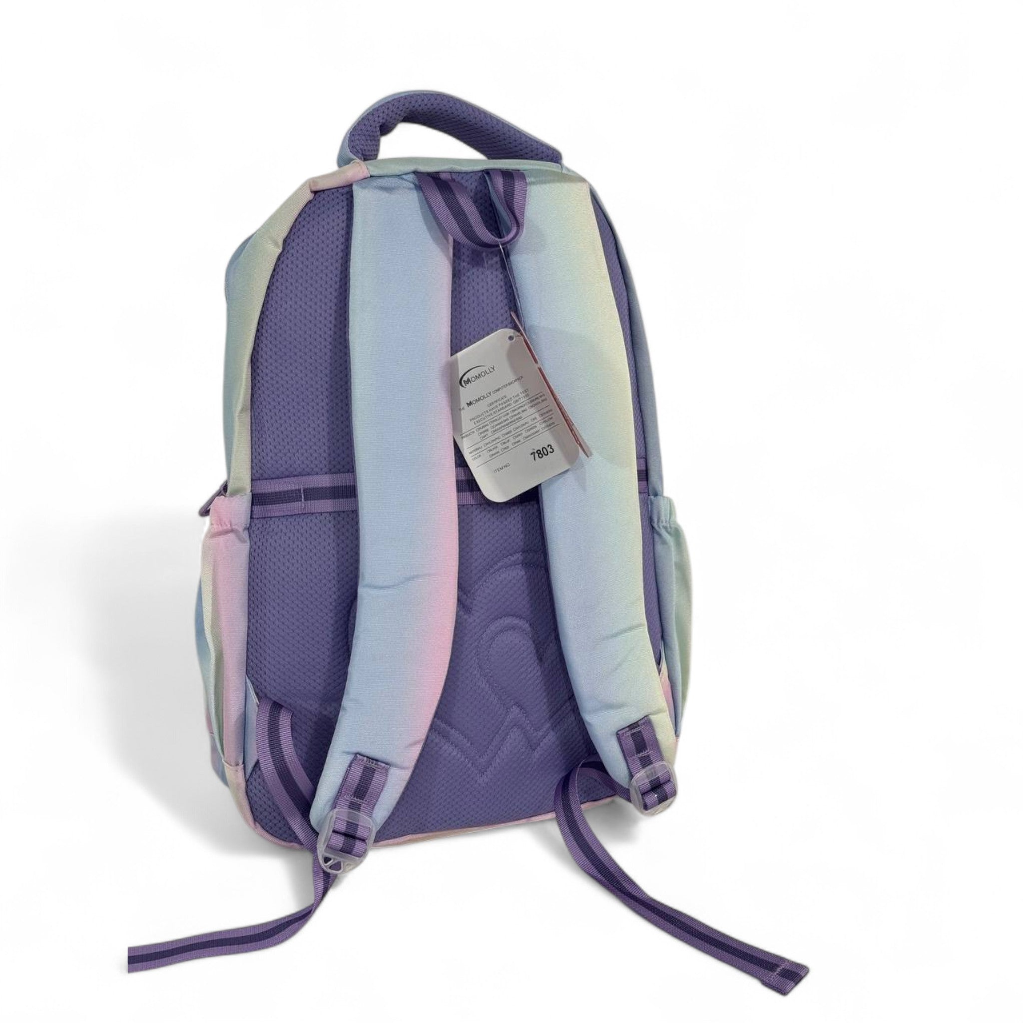 🎒 Momolly Sparkle Stripes Backpack – Pastel Rainbow Vibes 🌈✨