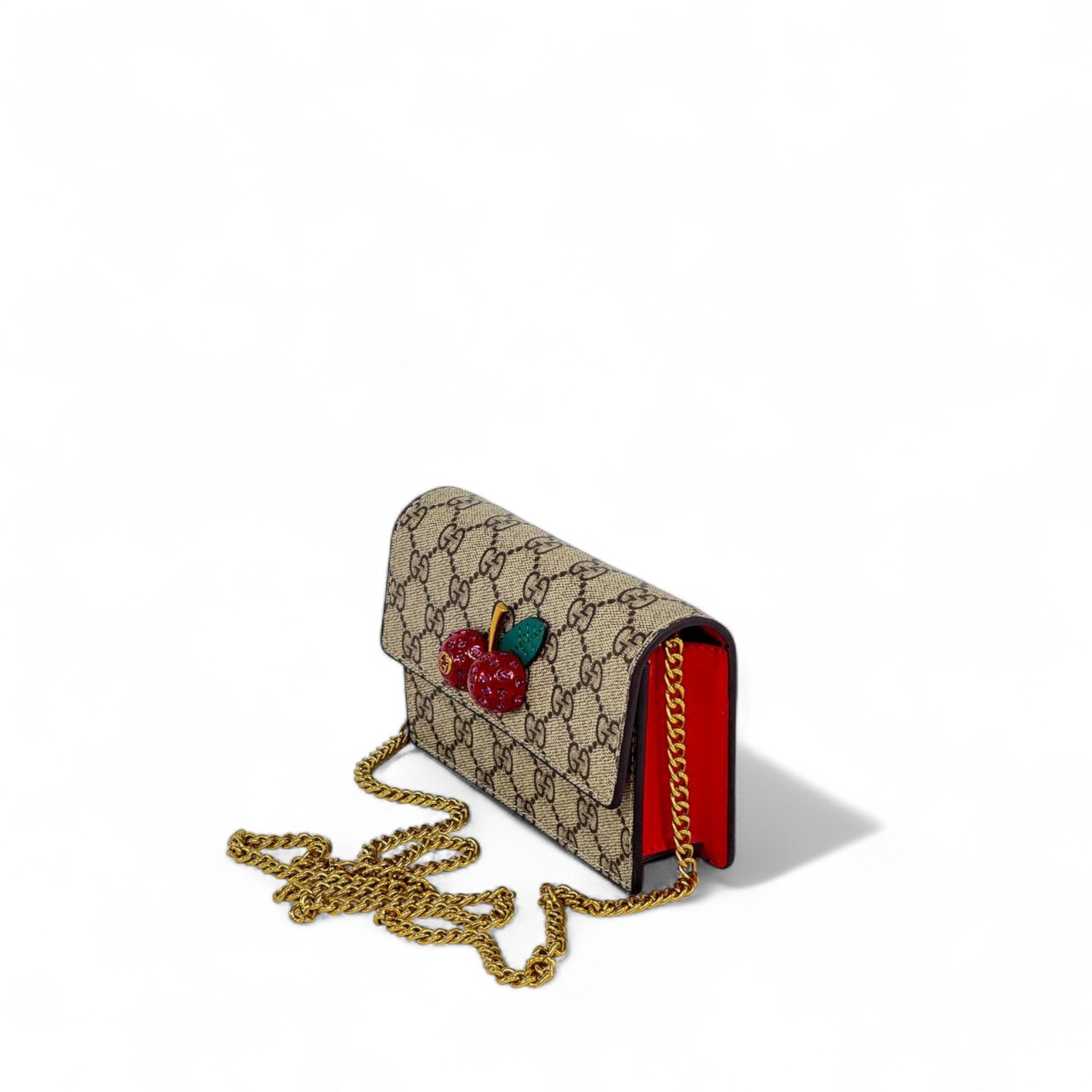 🍒 Cherry Charm GG Shoulder Bag – Luxury Monogram Edition 🍒