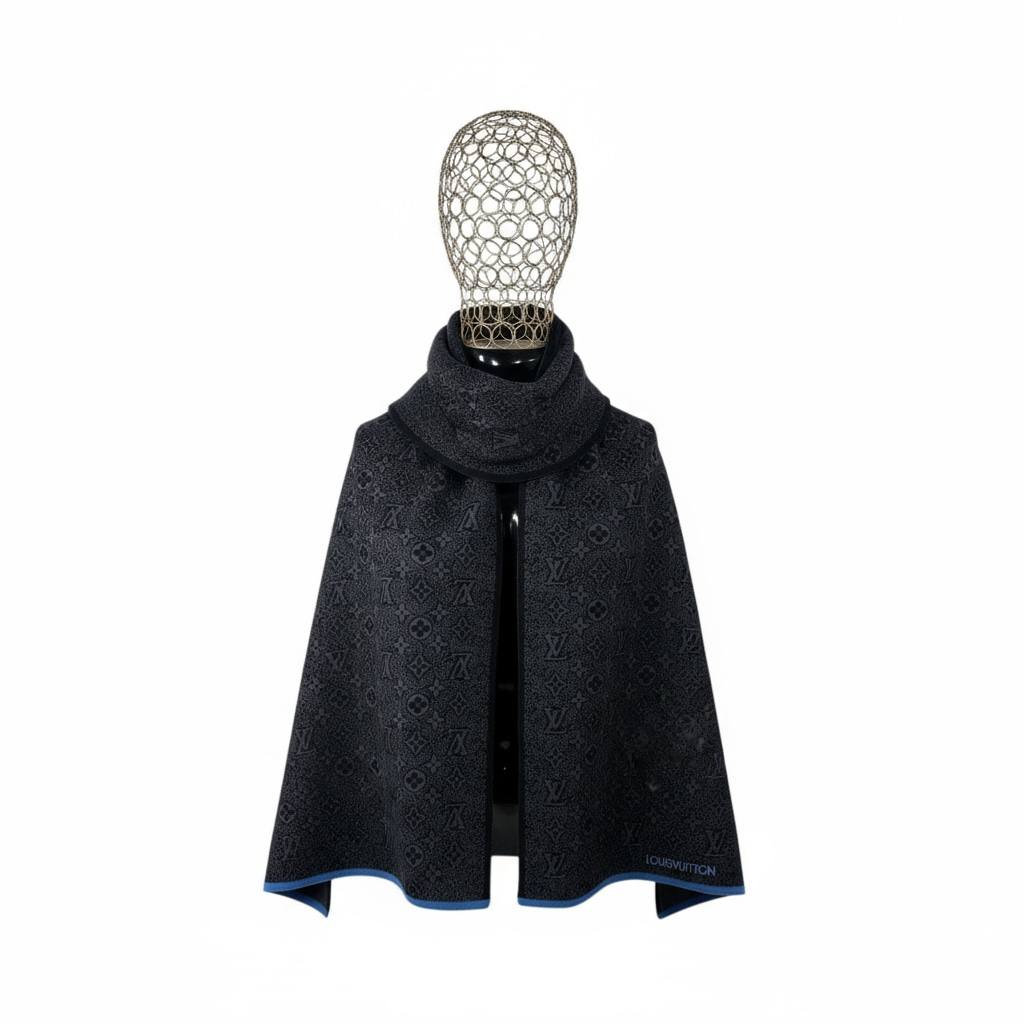 ⚫ Louis Vuitton Monogram Scarf | Gray Wool Blend