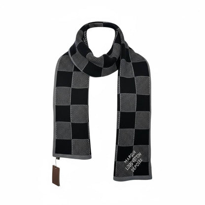 🖤 Louis Vuitton Damier Patchwork Scarf | Black & Gray Wool Blend