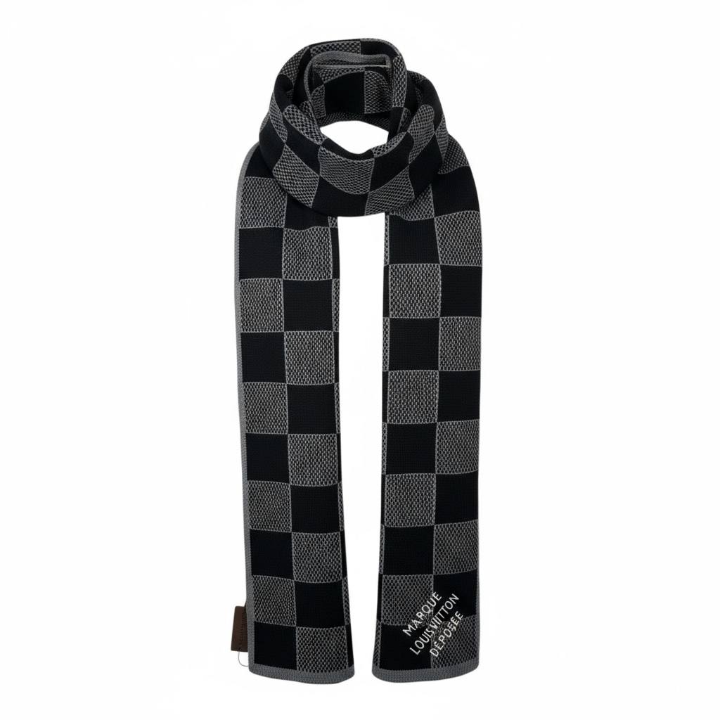 🖤 Louis Vuitton Damier Patchwork Scarf | Black & Gray Wool Blend