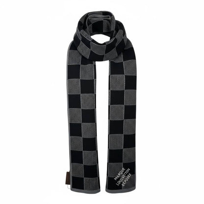 🖤 Louis Vuitton Damier Patchwork Scarf | Black & Gray Wool Blend