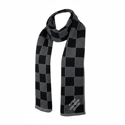 🖤 Louis Vuitton Damier Patchwork Scarf | Black & Gray Wool Blend