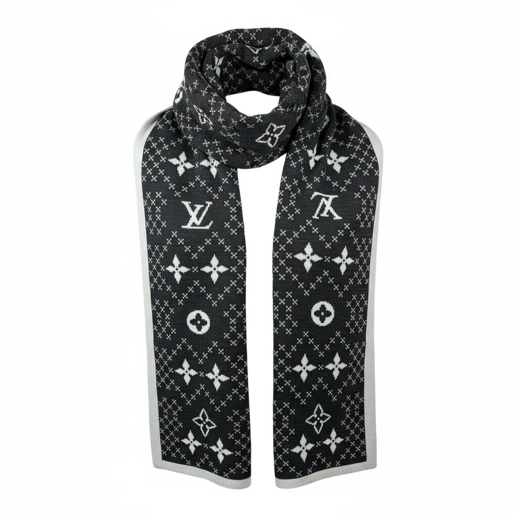 🖤 Louis Vuitton Monogram Eclipse Scarf | Black & Grey Wool