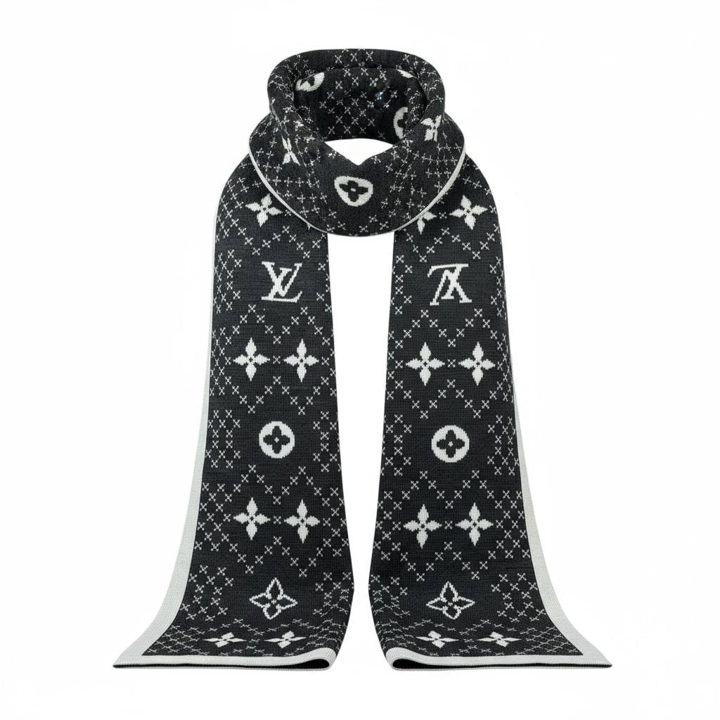 🖤 Louis Vuitton Monogram Eclipse Scarf | Black & Grey Wool